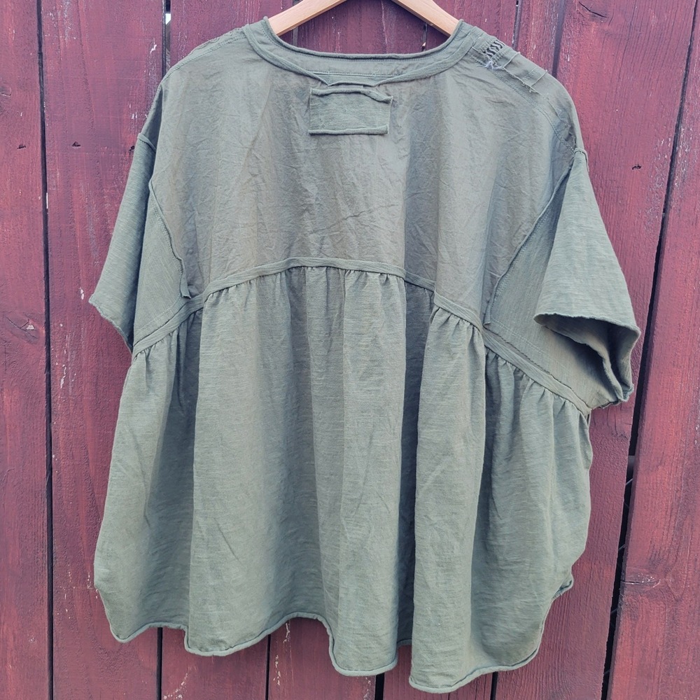 Torrid Festi Olivine Green Cotton Slub Raglan Dolman Sleeve 2X Boho Lagenlook - Picture 3 of 8